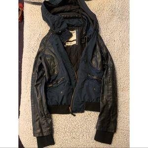 Bomber style jacket with leather details